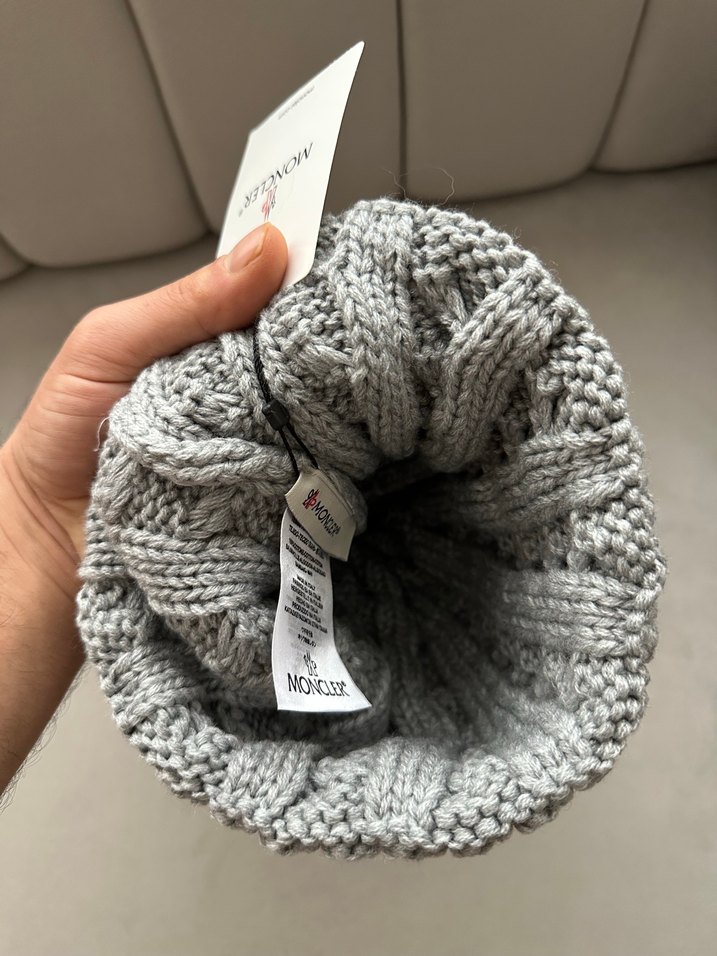 Moncler Gri Örgü Kadın Bere - Görsel 3