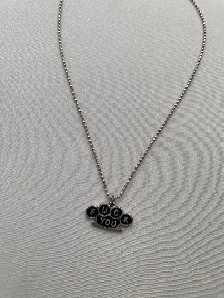 Gri Zincir Detaylı Rock Punk Kolye - Görsel 2