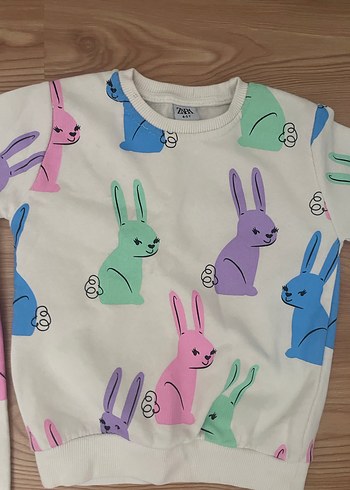 Zara Renkli Tavşan Desenli Çocuk Eşofman Takımı - Görsel 2