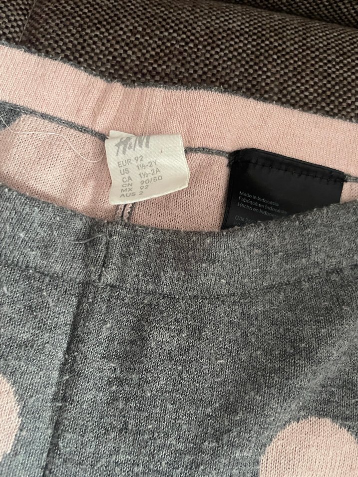 H&M Gri renkte pembe Puantiyeli Örme Kız Tayt - Görsel 2