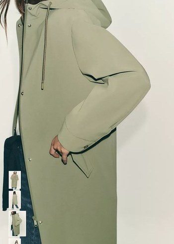 Kadın Haki Midi Denim Yağmurluk - Görsel 2