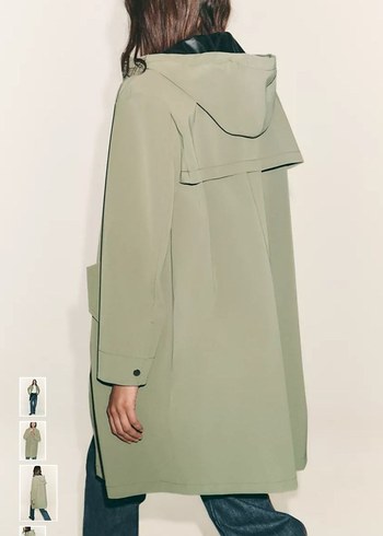 Kadın Haki Midi Denim Yağmurluk - Görsel 4