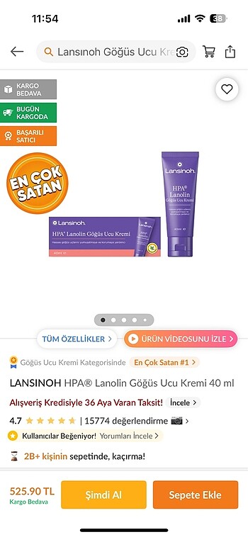 Beden Lansinoh göğüs ucu kremi