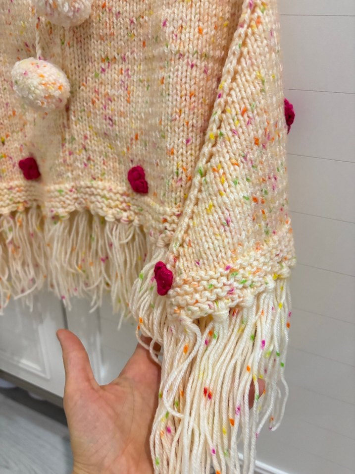 Çok Renkli Nakışlı Kız Çocuk Bohem Panço - Görsel 3