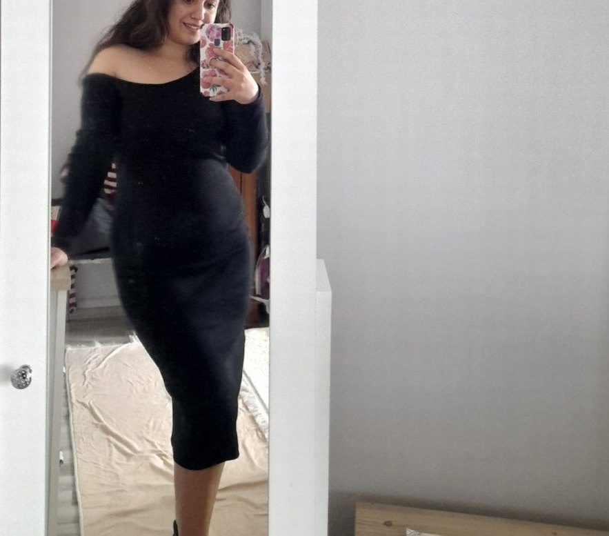 Siyah Straplez Midi Kalem Elbise - Görsel 2