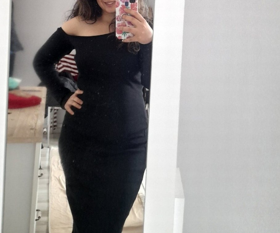 Siyah Straplez Midi Kalem Elbise - Görsel 3