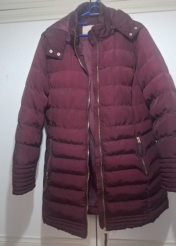 Bordo Fermuarlı Kadın Kışlık Mont