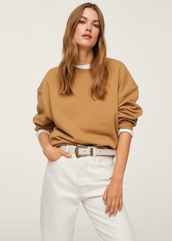 Bej Kadın Süet Salaş Sweatshirt