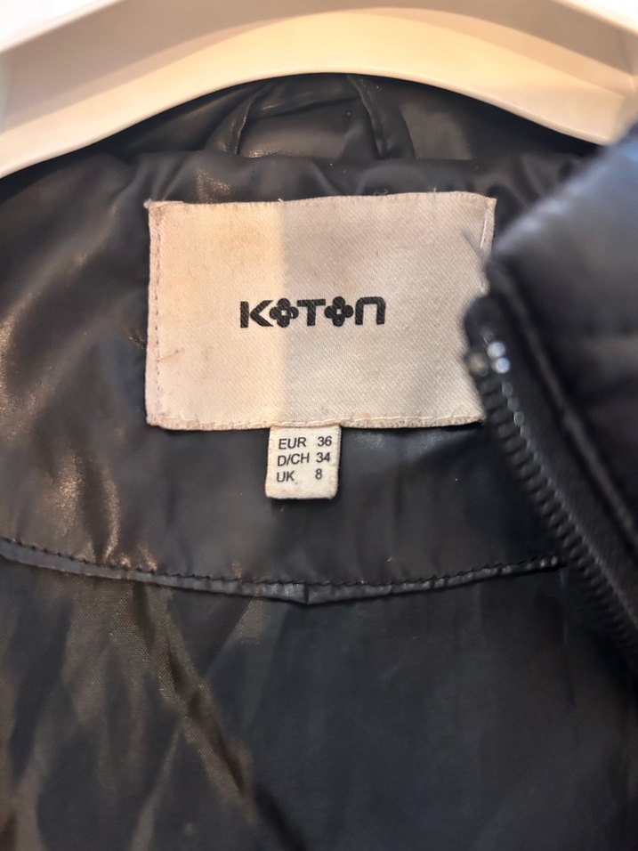 Kadın Siyah Fermuar ve   Düğmeli Midi Ceket - Görsel 2