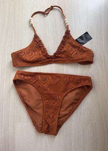 H&M kız çocuk Dantel Detaylı Kahverengi Bohem Bikini