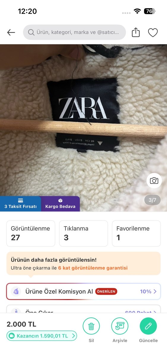 zara Kürklü Siyah Deri Kadın Kısa Mont - Görsel 2