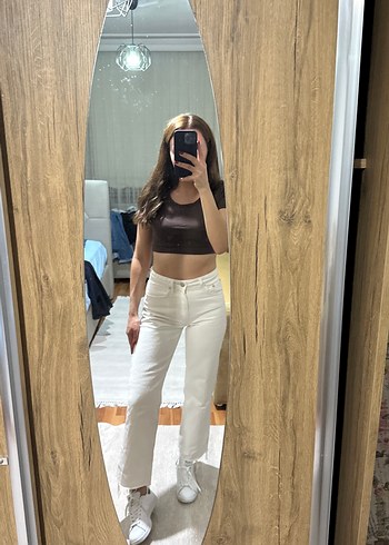 34 Beden beyaz Renk Zara Beyaz Kadın Midi Kot Pantolon