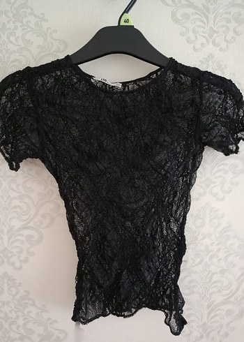 LTB Dantel Detaylı Siyah bluz
