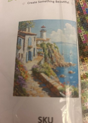 Çok Renkli Deniz Feneri Manzarası Tablosu