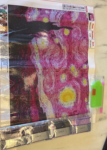 Pembe ve Sarı Tonlarda Elmas Mozaik Tablo