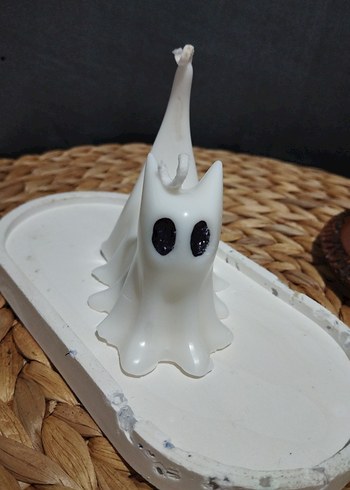  Beden Beyaz Hayalet Kedi Figür mum