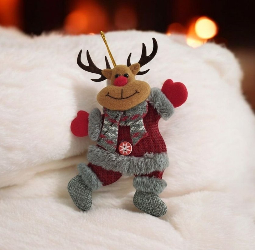 Kahverengi Renki Geyik Peluş yılbaşı süsü - Görsel 2