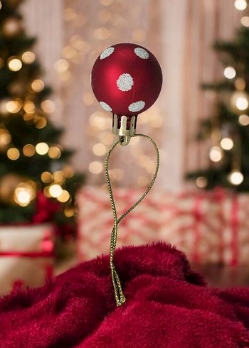 6 Adet Kırmızı Puantiyeli Yılbaşı Süsü Topları - Görsel 4