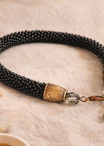 Bohem Siyah Boncuklu Handmade Bileklik - Görsel 2