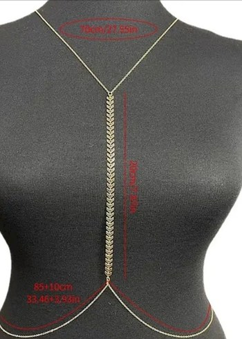 Altın Renk Zincir Detaylı Bohem Vücut Zinciri - Görsel 5