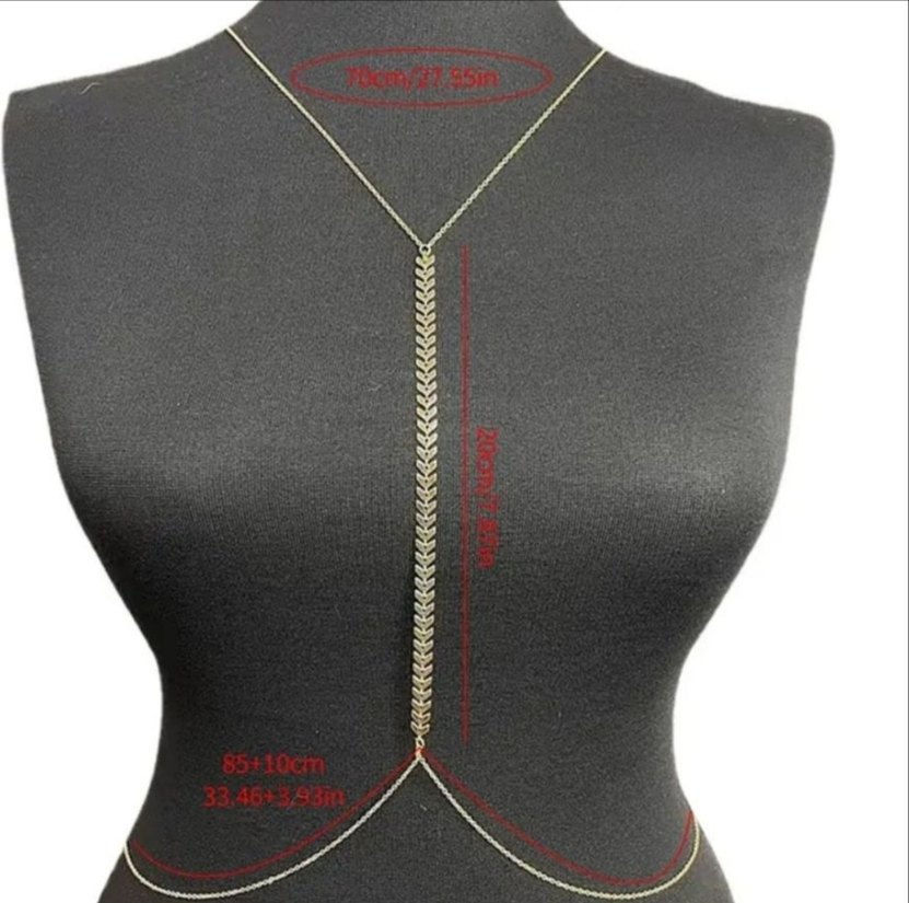 Altın Renk Zincir Detaylı Bohem Vücut Zinciri - Görsel 5