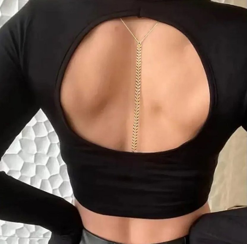 Altın Renk Zincir Detaylı Bohem Vücut Zinciri - Görsel 3