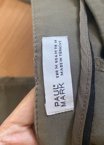 m Beden Kadın Haki pamuklu Pantolon (standart fit)