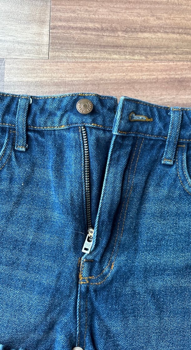 Kadın Mavi Düğmeli Mini Kot Şort - Görsel 2