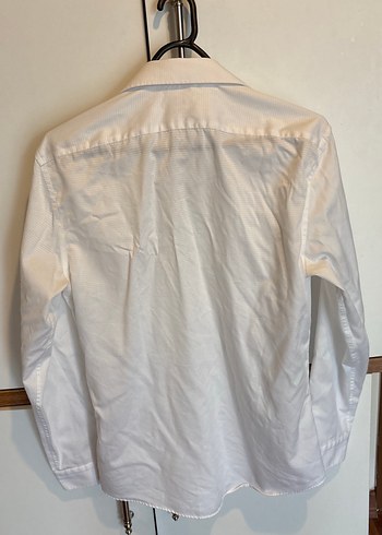 Beyaz Keten Erkek Gömlek, Uzun Kollu, Düğmeli - Görsel 9
