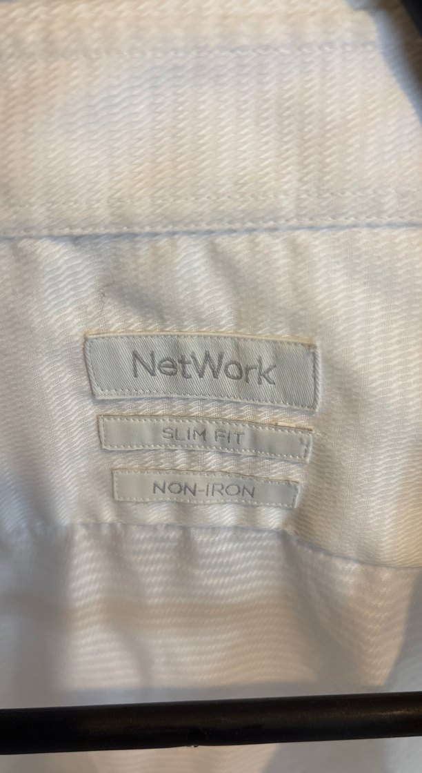 Beyaz Keten Erkek Gömlek, Uzun Kollu, Düğmeli - Görsel 4