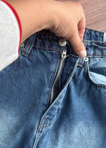 Kadın Mavi Rahat Kesim Denim Pantolon - Görsel 5