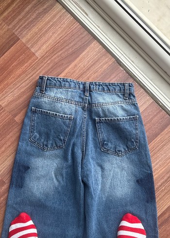 Kadın Mavi Rahat Kesim Denim Pantolon - Görsel 7