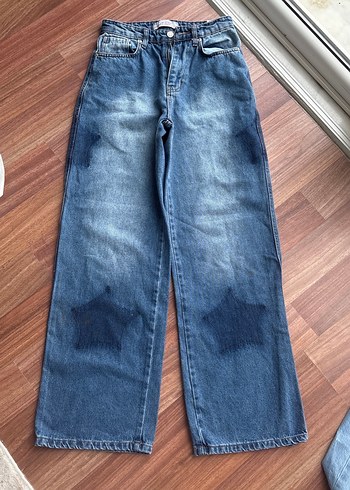 Kadın Mavi Rahat Kesim Denim Pantolon - Görsel 2