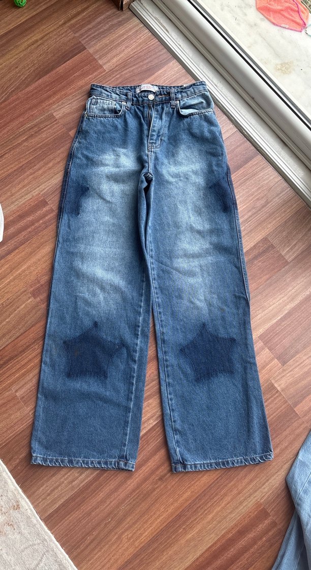 Kadın Mavi Rahat Kesim Denim Pantolon - Görsel 2