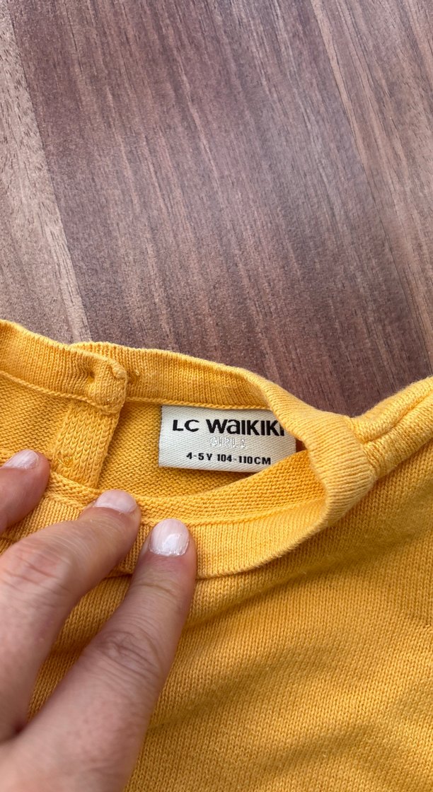 Kız Çocuk Sarı Düğmeli Sweatshirt - Görsel 5