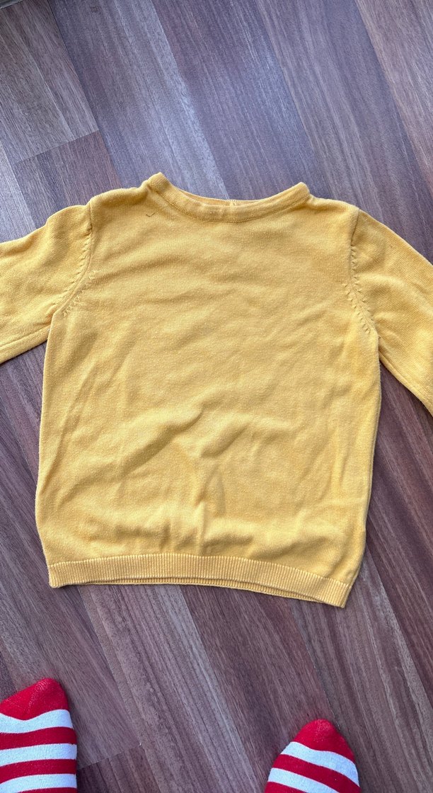 Kız Çocuk Sarı Düğmeli Sweatshirt - Görsel 2