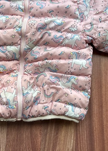 Kız Çocuk Kapüşonlu Unicorn Mont - Görsel 4