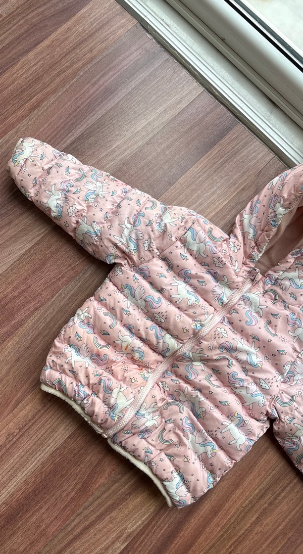 Kız Çocuk Kapüşonlu Unicorn Mont - Görsel 2