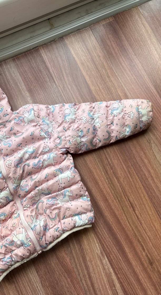 Kız Çocuk Kapüşonlu Unicorn Mont - Görsel 5