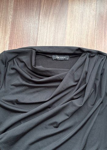 Siyah Drapeli Kadın Bluz - Görsel 4