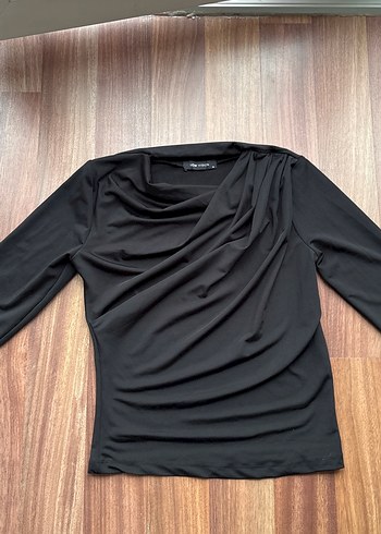 Siyah Drapeli Kadın Bluz - Görsel 5