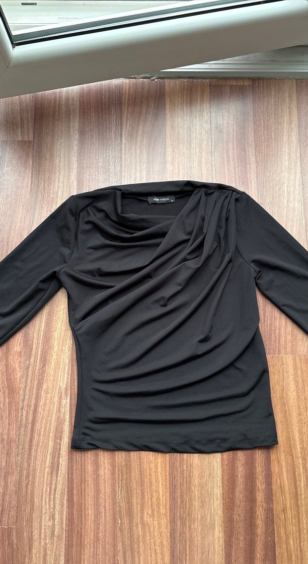 Siyah Drapeli Kadın Bluz - Görsel 5