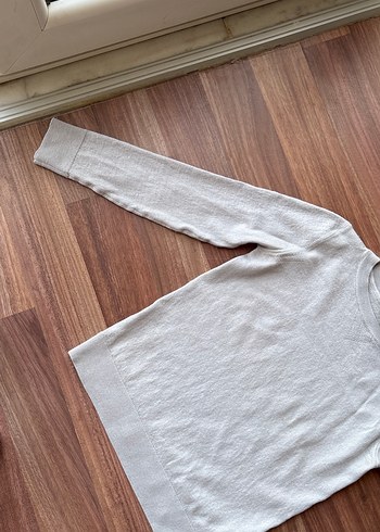 Bej Uzun Kollu Keten Kadın Kazak - Görsel 2