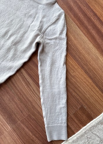 Bej Uzun Kollu Keten Kadın Kazak - Görsel 3