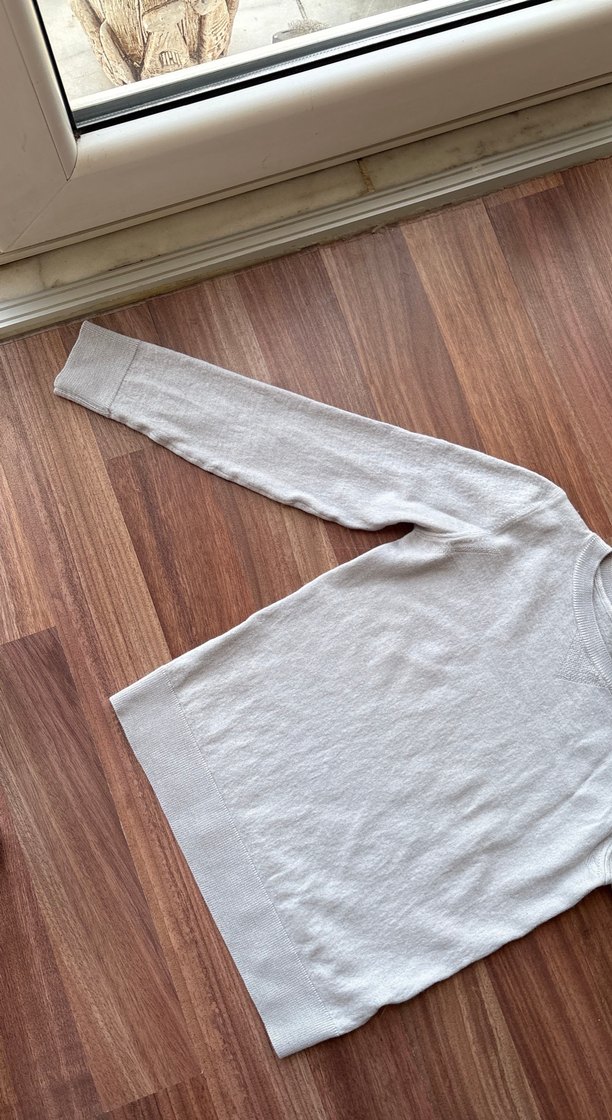 Bej Uzun Kollu Keten Kadın Kazak - Görsel 2