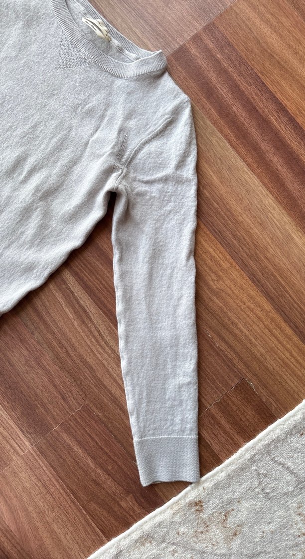 Bej Uzun Kollu Keten Kadın Kazak - Görsel 3