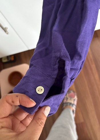 Mor Keten Kadın Gömlek - Görsel 4