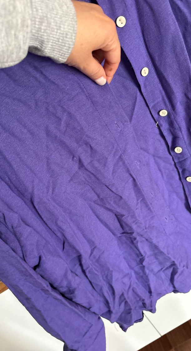 Mor Keten Kadın Gömlek - Görsel 3