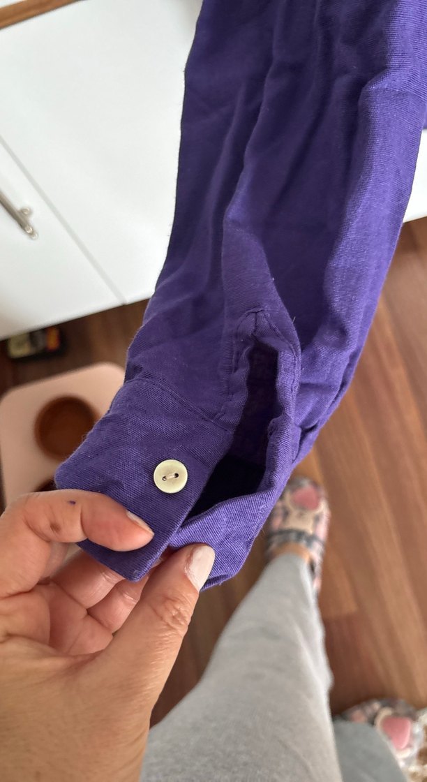 Mor Keten Kadın Gömlek - Görsel 4