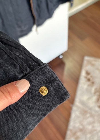 Lacivert Düğmeli Midi Denim Kadın Ceket - Görsel 3